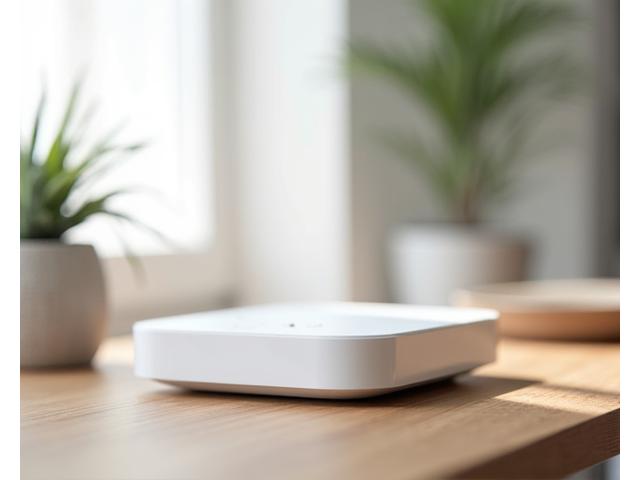 A sleek 5G home broadband hub on a table